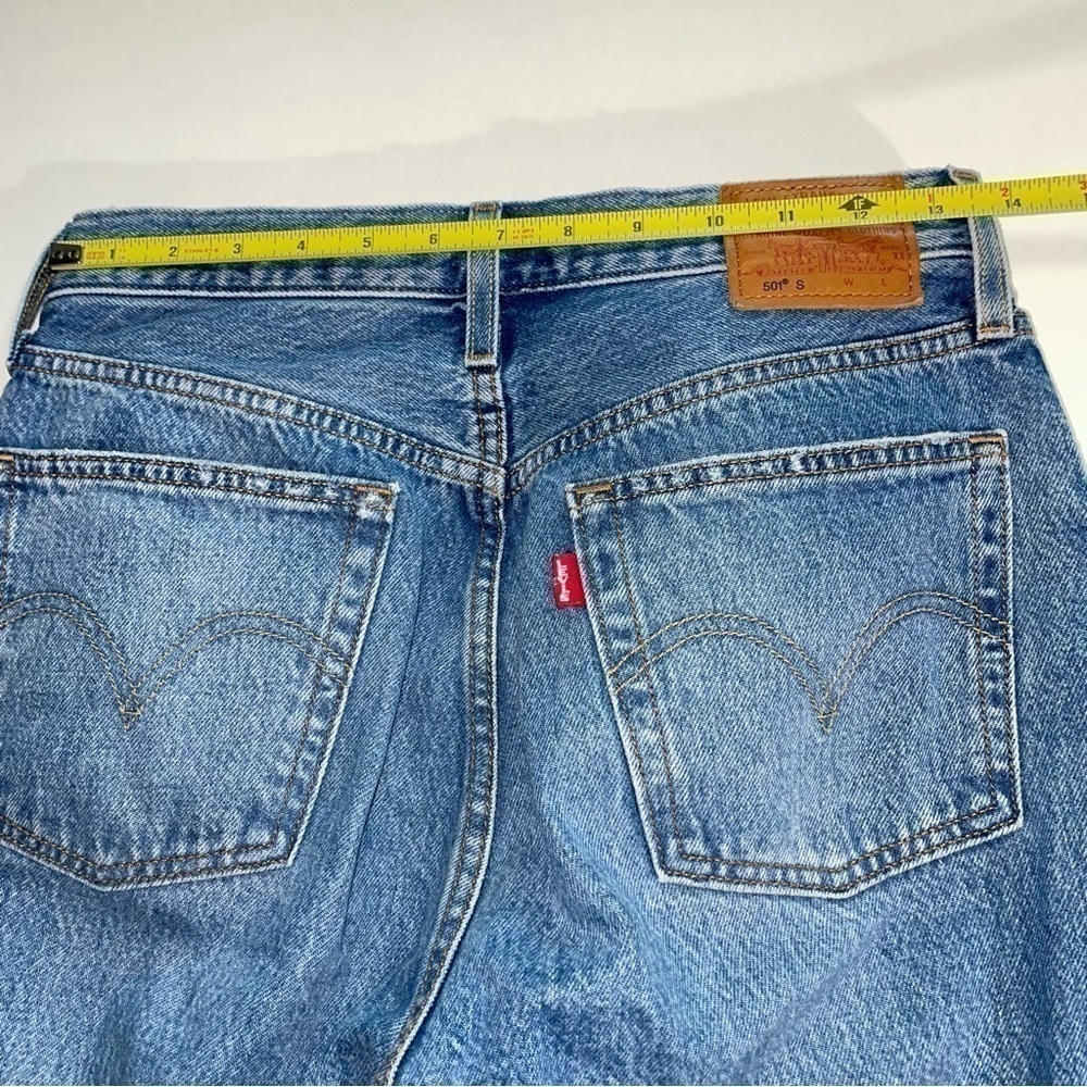 Levi's Women's 501 S Skinny Button Fly High Rise Distressed Jeans - Light Blue - Picture 4 of 12